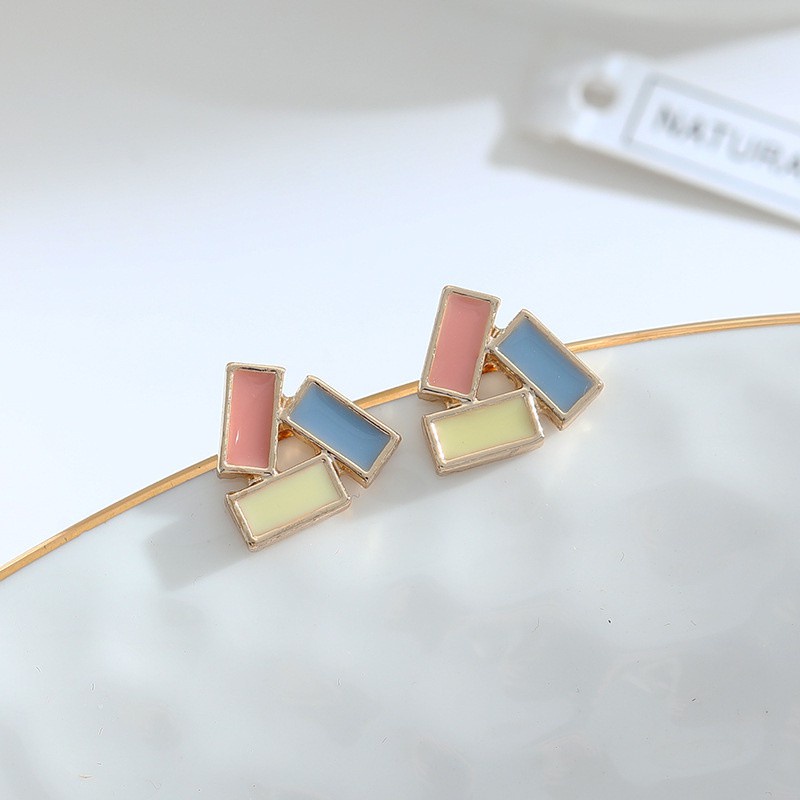 Bông Tai Mạ Bạc 925 Thiết Kế Hình Học Đơn Giản Thời Trang