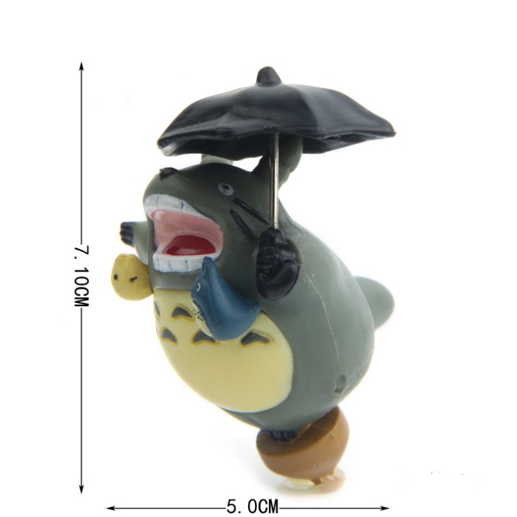 Mô hình Totoro cầm ô bay trên con quay thích hợp trang trí tiểu cảnh, móc chìa khóa, DIY