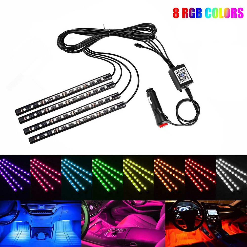 Dây Đèn LED 48 Bóng Nhiều Màu RGB Điều Khiển Từ Xa 12V DC Dùng Để Trang Trí Nội Thất Xe Hơi