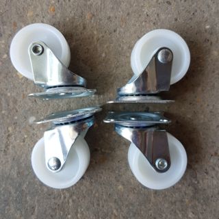 Bộ 4 bánh xe nhựa trắng 4cm( quay 360 độ)