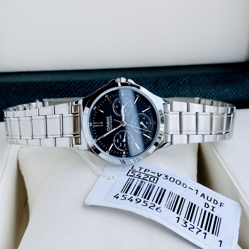 Đồng hồ nam nữ - Đồng hồ đôi cao cấp Casio V300D-1AUDF Dây thép - Mặt đen chống nước Bảo hành 1 năm Hyma watch