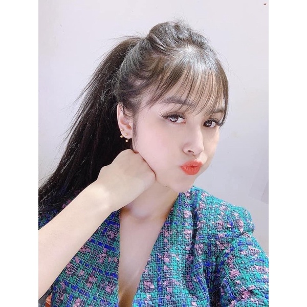 Bông tai cong vặn zen 2 đầu bóng tròn - đầu đá vàng