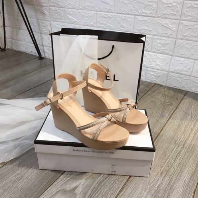 SANDAL XUỒNG GVC Đế Vân Gỗ Quai Nhỏ Vắt Chéo {X01}