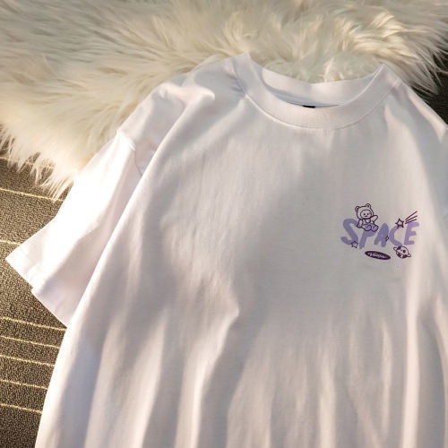 Áo thun Unisex form rộng tay lỡ, Áo phông nam nữ cotton thấm hút, dày dặn mềm mịn họa tiết SPACE