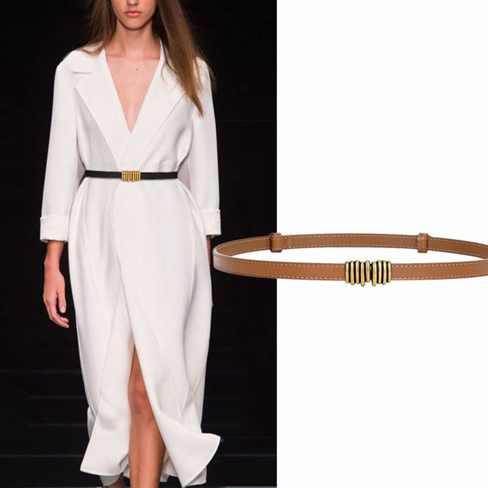 Thắt lưng da PU khóa kim loại hình tròn nhiều màu sắc có thể điều chỉnh cho nữ