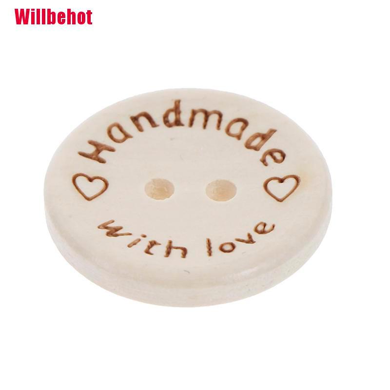Bộ 50 Nút Gỗ 2 Lỗ 3 Kích Cỡ 15 / 20 / 25Mm