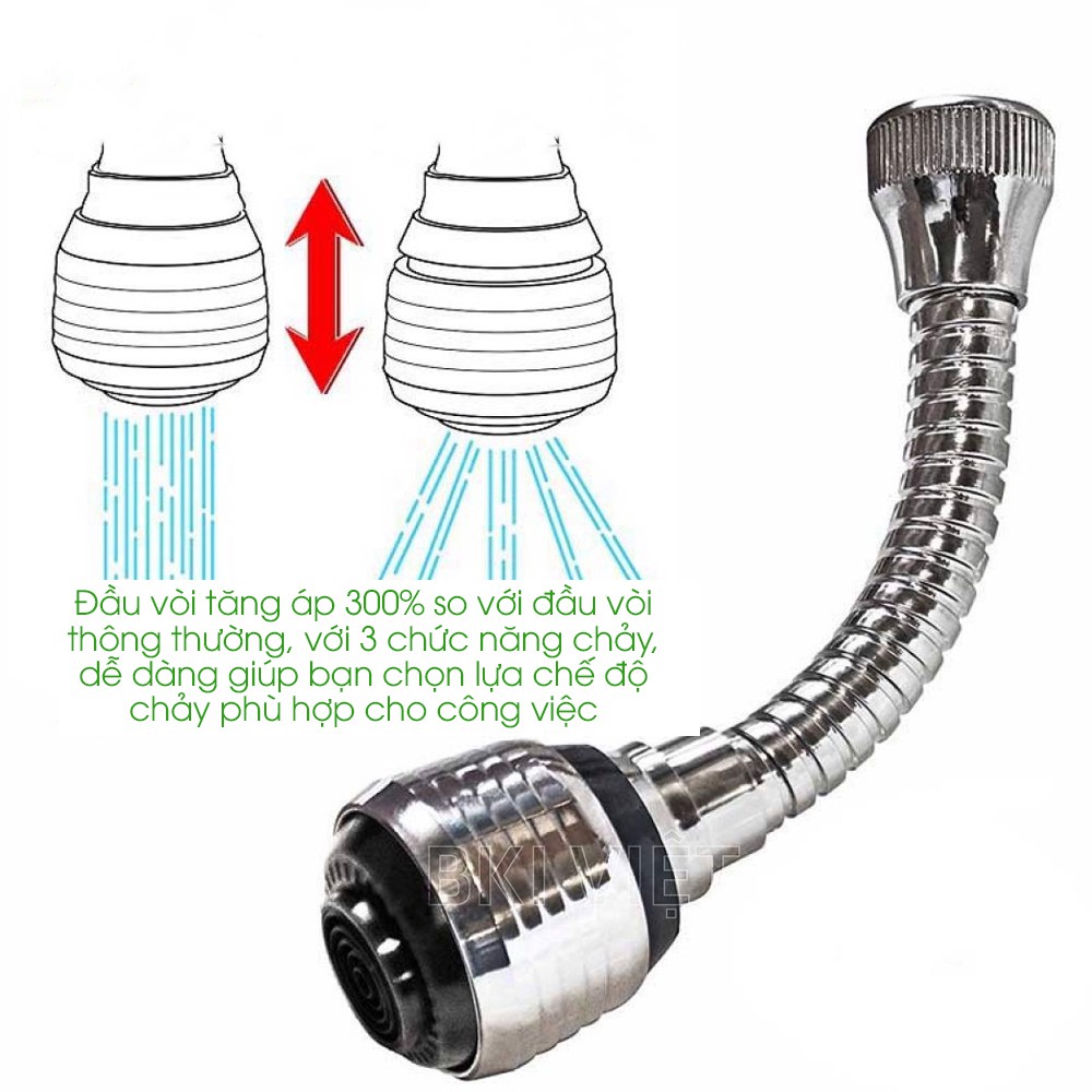 [XẢ]Vòi Nối Rửa Bát Chén Tăng Áp Đầu Xoay 360 Đa Năng.