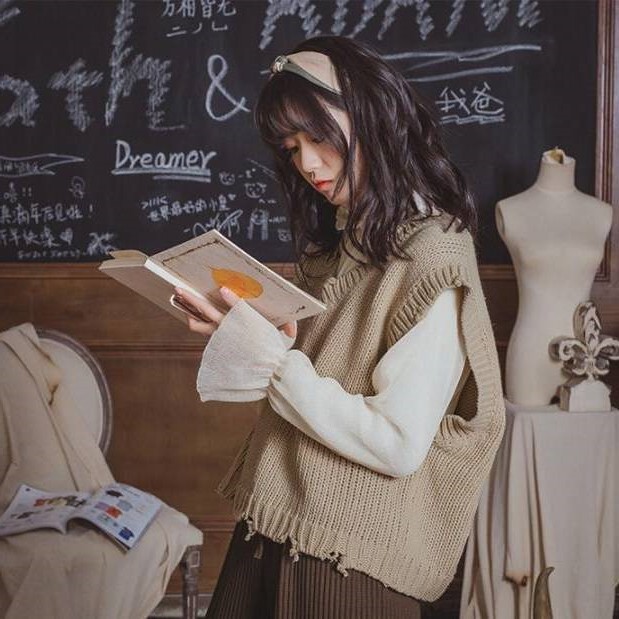 Áo Len Nữ Cộc Tay Cổ Chữ V Thời Trang Nhật | BigBuy360 - bigbuy360.vn