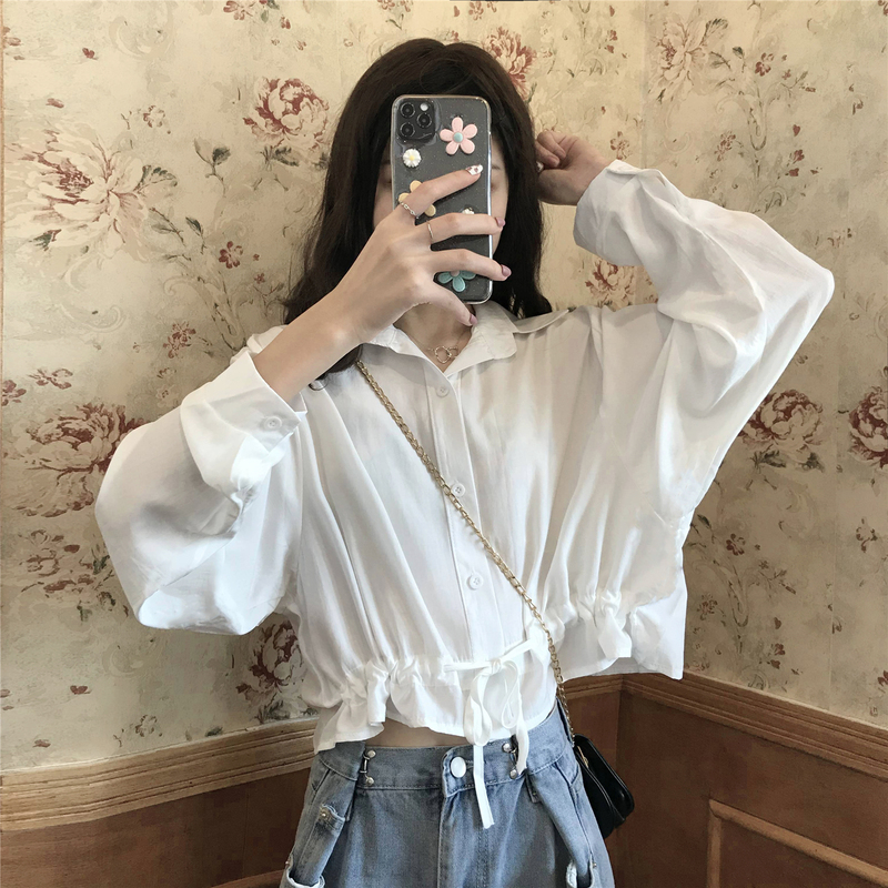 Áo kiểu nữ đẹp tay phồng 2021, Áo bánh bèo tiểu thư màu trắn đen có cổ POLO hàn quốc | BigBuy360 - bigbuy360.vn