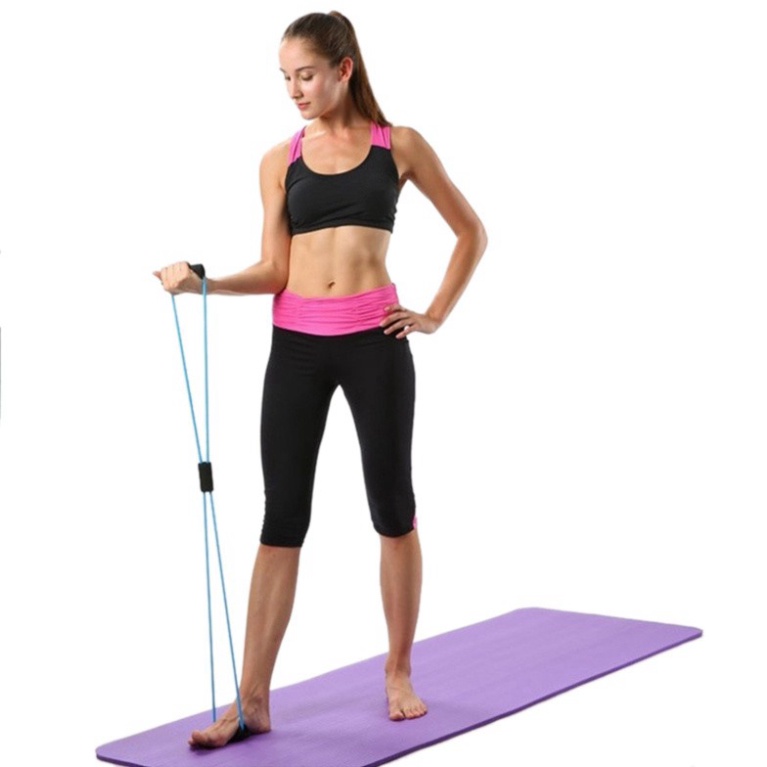 Dây đàn hồi hình số 8 tập cơ Yoga, dây tập cơ yoga bằng silicon đàn hồi co giãn momo247