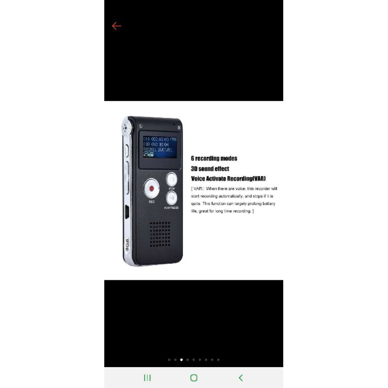 Máy ghi âm 8GB mini USB 650 Hz tiện dụng hỗ trợ thu phát mp3