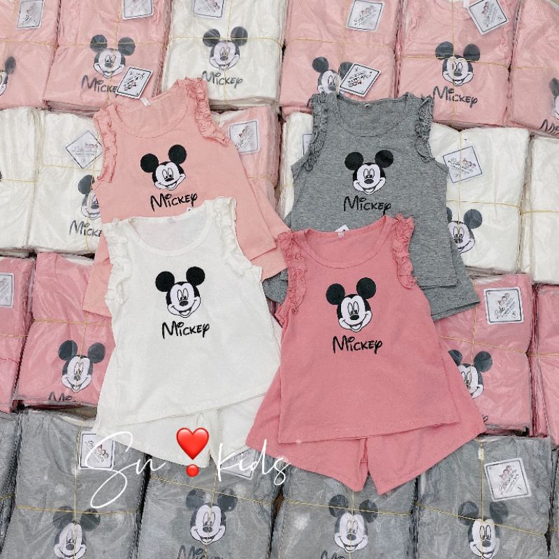 BỘ 3 Lỗ Micky Viền bèo tay áo cho bé