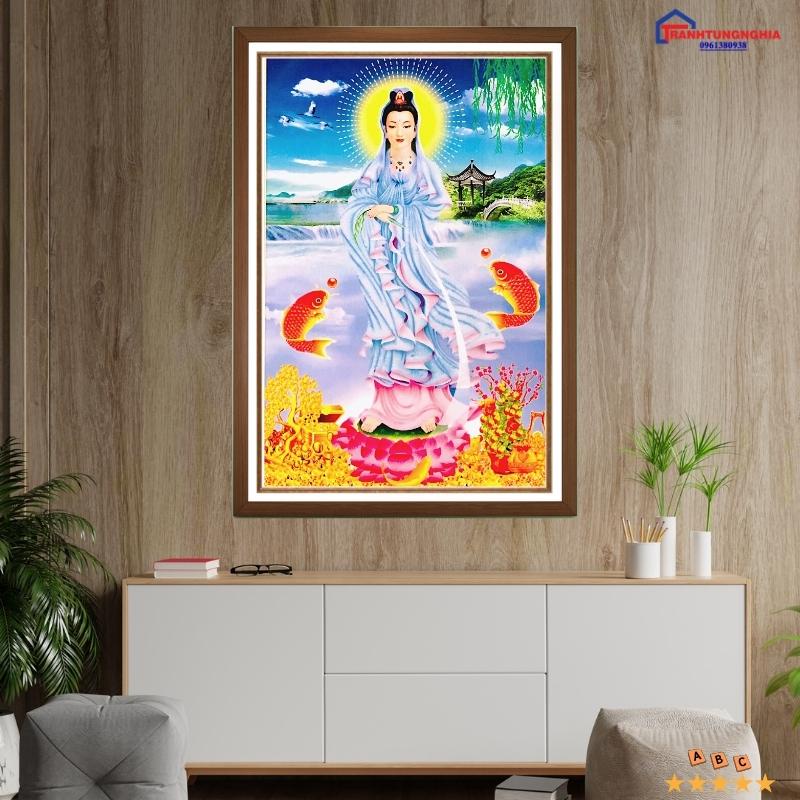Tranh đính đá, tranh thêu chữ thập quan thế âm bồ tát