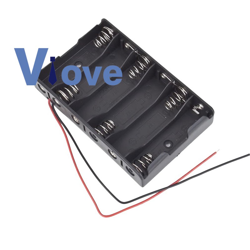 Hộp Đựng Pin Aa 2a 6x1.5v Kèm Dây Cáp 9v