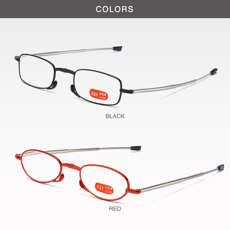 Kính Đọc Sách Chống Ánh Sáng Xanh 1.0~4.0 Có Thể Gập Lại Kèm Hộp Đựng Cho Nam Và Nữ