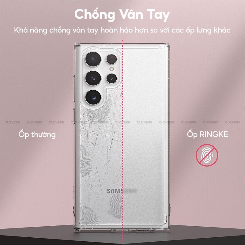Ốp Lưng Trong Suốt Ringke Fusion Series Túi Khí Chống Sốc Viền Bảo Vệ Camera Chống Ố Vàng Cho Samsung S22 Ultra Cloverb