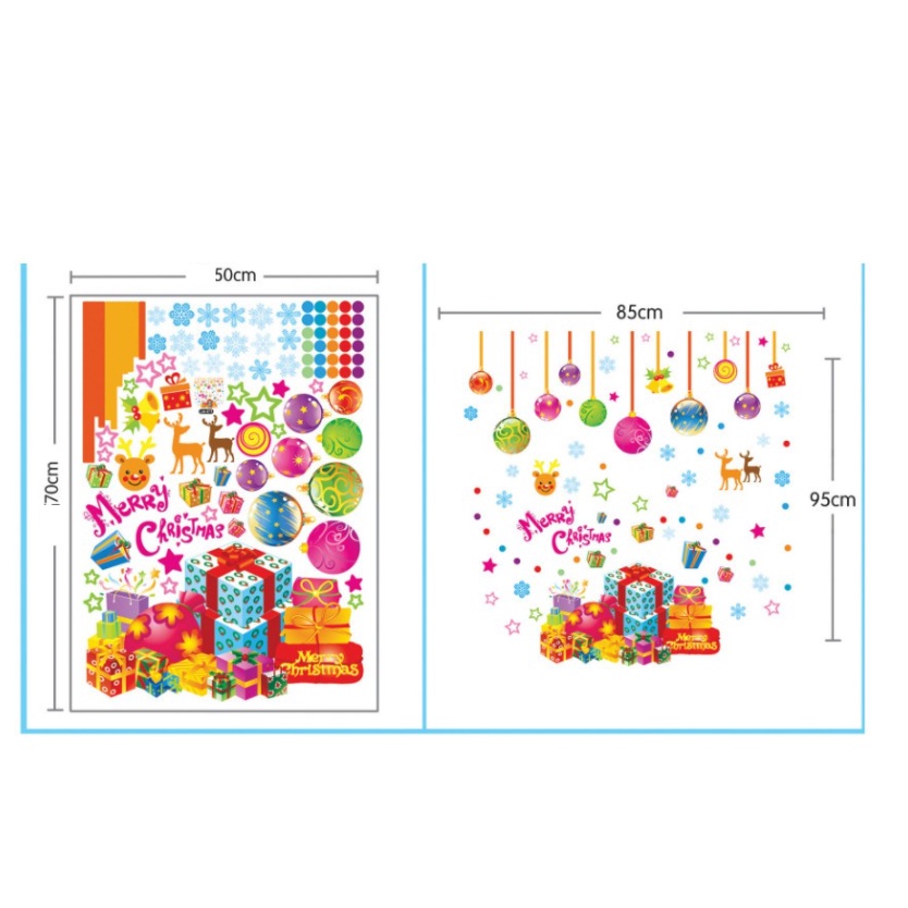 Decal trang trí Noel Hít Tĩnh Điện - Rèm châu cùng hộp quà đa sắc màu