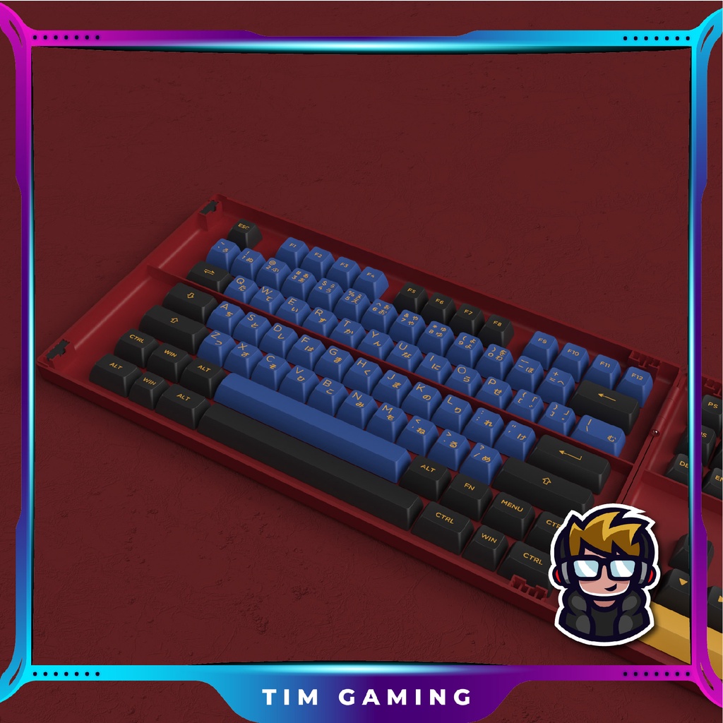 [Mã 154ELSALE2 giảm 7% đơn 300K] Bộ Keycap AKKO – Red &amp; Blue Samurai (PBT Double-Shot/ASA profile/226 nút)