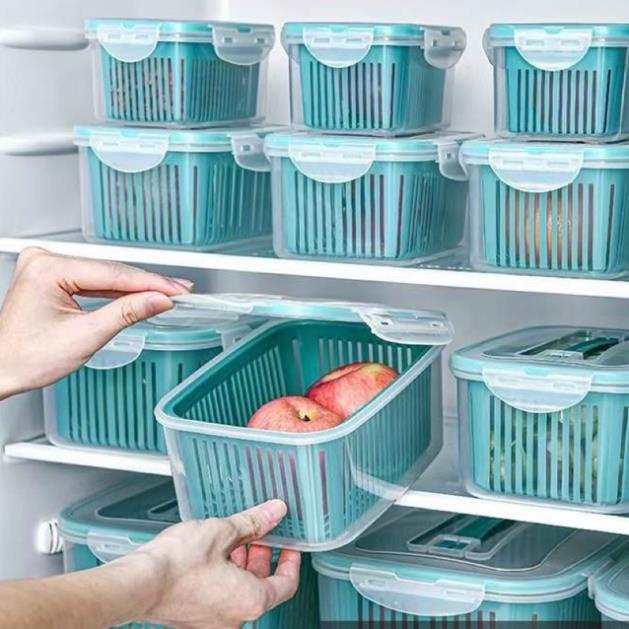 SET 5 HỘP ĐỰNG ĐỒ, THỰC PHẨM TỦ LẠNH 2 NGĂN CÓ NẮP ĐẬY ( SHOP SIÊU GIA DỤNG )