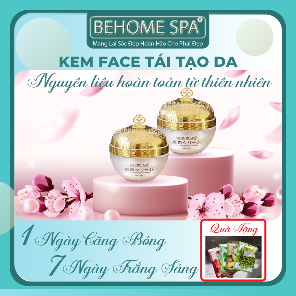 Kem FACE TÁI TẠO dưỡng da siêu trắng mịn BEHOME SPA đến từ NHẬT BẢN mờ thâm nám tàng nhang dưỡng da trắng sáng tự nhiên.