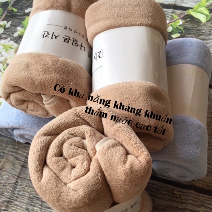 Khăn tắm lông cừu Hàn Quốc màu trơn size lớn 70x140cm nặng 300g cực mềm mại, thấm hút, phù hợp với mọi lứa tuổi