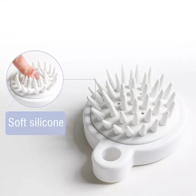 Bàn Chải Mát Xa Da Đầu Bằng Silicone Chống Gàu Màu Trắng