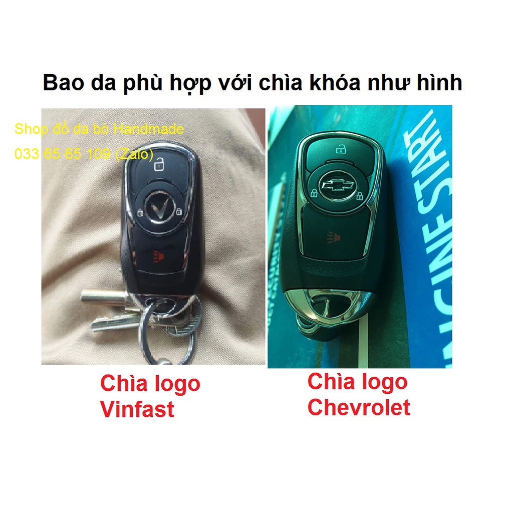 [UY TÍN] Bao da chìa chế, chìa độ smartkey Start Stop cho Fadil, Chevrolet cruze bằng dao bò, kèm tặng móc khóa khắc tên