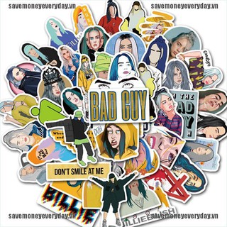 (Hàng Mới Về) 50 Miếng Dán Hoạt Hình Billie Eilish Trang Trí Laptop / Vali
