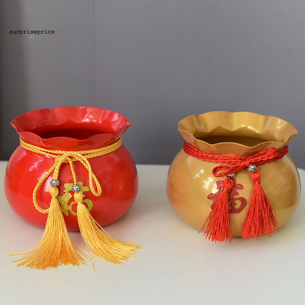 SPA Chậu hoa may mắn bằng kim loại hình túi xách đựng hoa mắt mang lại sự may mắn mùa xuân