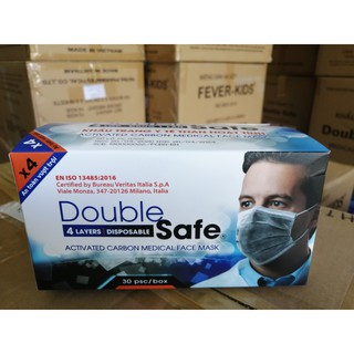 Khẩu trang y tế than hoạt tính 4 lớp Double Safe (có giấy chứng nhận thử nghiệm)