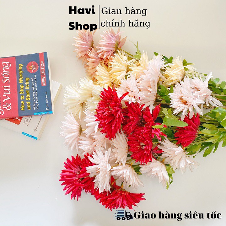 Hoa giả - Hoa Cúc kim cương Havi 65cm trang trí đẹp, đơn giản, nhẹ nhàng