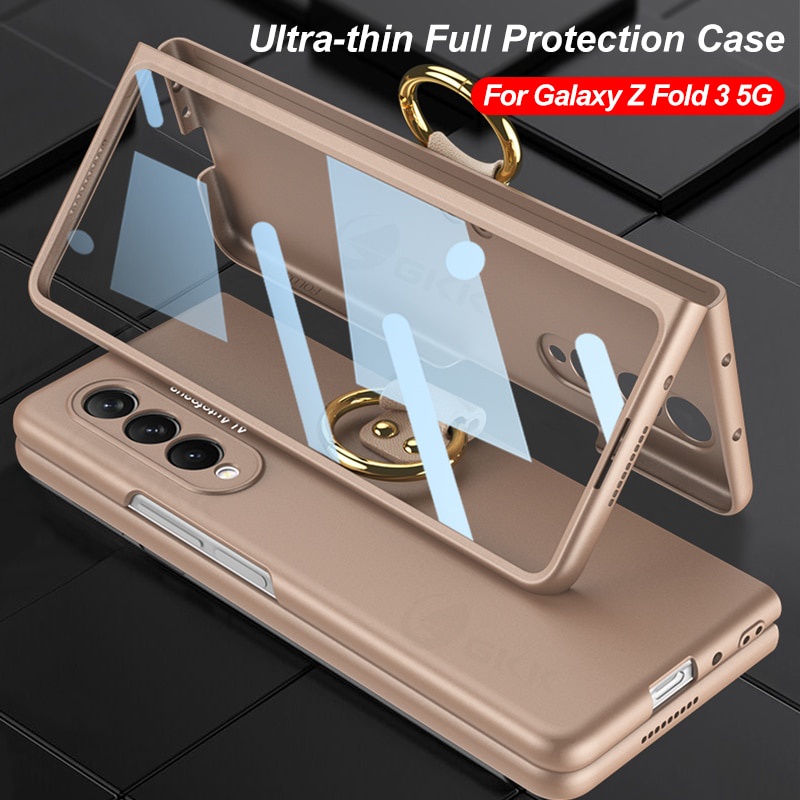 Ốp điện thoại kính cường lực cứng bảo vệ toàn diện cho Samsung Galaxy Z Fold 3 5G Z Fold3 5G