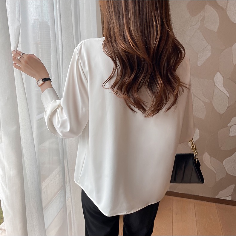 Áo sơ mi nữ dài tay sơ mi lụa công sở Ganesa form đẹp chất lụa mềm mát [GA03] | BigBuy360 - bigbuy360.vn