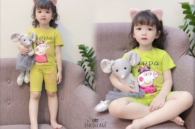 Bộ cotton bé gái cực xinh