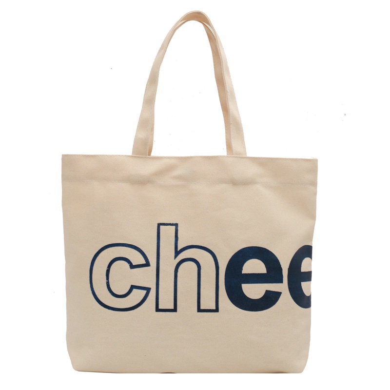 Túi Tote Vải Canvas Chee58 Nữ phong cách Ulzzang Có Khóa Kéo chất liệu dày dặn