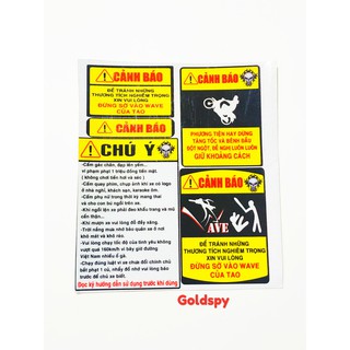 Tem cảnh báo phản quang xe Wave, Dream Tem Decal Xe Máy ( giá 1 bộ)
