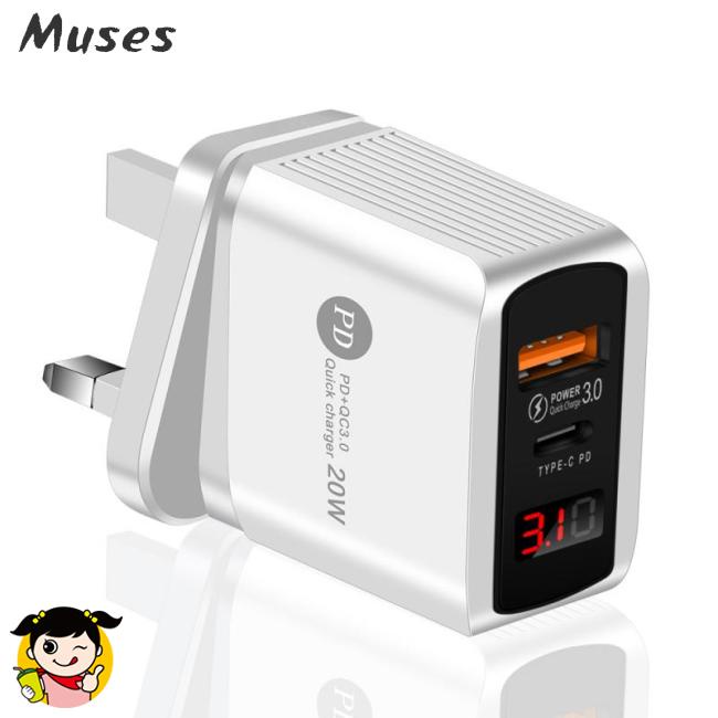 Cục Sạc Nhanh Điện Thoại Di Động PD 20W + QC 3.0 Cổng Kép Màn Hình Kỹ Thuật Số