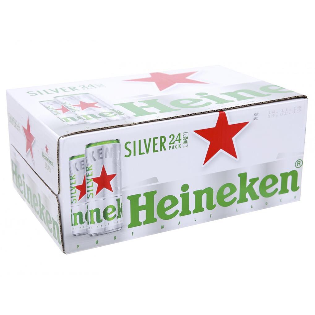 [hsd t6.2021] Thùng 24 lon bia Heineken Bạc Silver 330ml