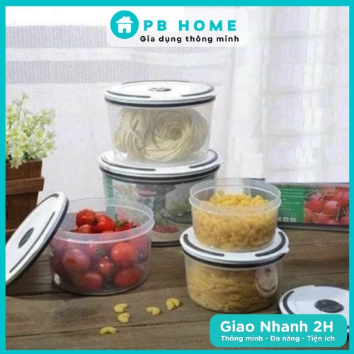 Bộ 5 Hộp Nhựa Trong Đựng Thực Phẩm, Hộp Đựng Đồ Ăn Bảo Quản Tủ Lạnh Siêu Tiện Lợi