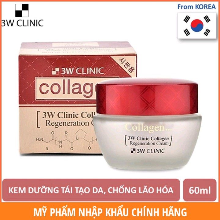 Kem Dưỡng 3W Clinic Collagen Regeneration Cream 60ml - Tái tạo da, chống lão hóa