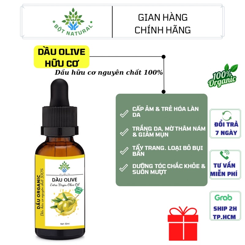 Dầu Olive Extra virgin nguyên chất 10Ml - 50ML | Bột Natural