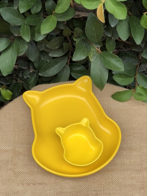 Set đĩa sứ kèm chấm hình gấu Pooh ngộ nghĩnh