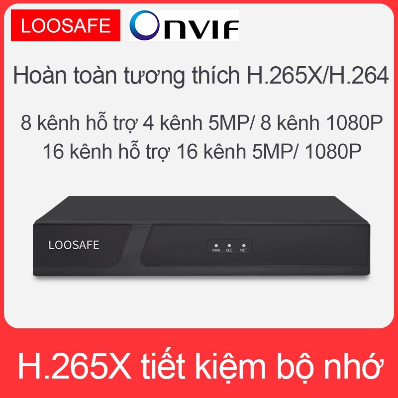 Đầu ghi 8 kênh, NVR ở định dạng H.265X ĐẦU GHI camera Máy ảnh Yoosee có thể được kết nối,LOOSAFE