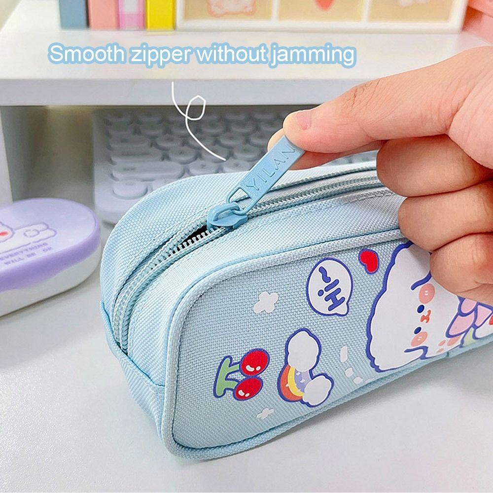 PISTA Túi Đựng Bút Bằng Vải Canvas In Hình Hoạt Hình Giản Dị Dành Cho Học Sinh