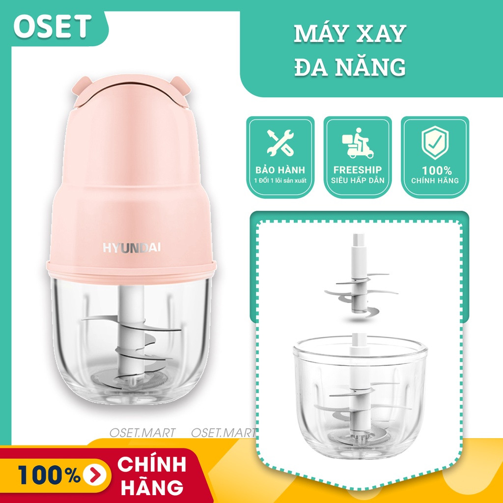 Máy xay thịt đồ ăn dặm cho bé, xay tỏi ớt đa năng chính hãng HYUNDAI phiên bản 6 lưỡi dao - Oset Mart