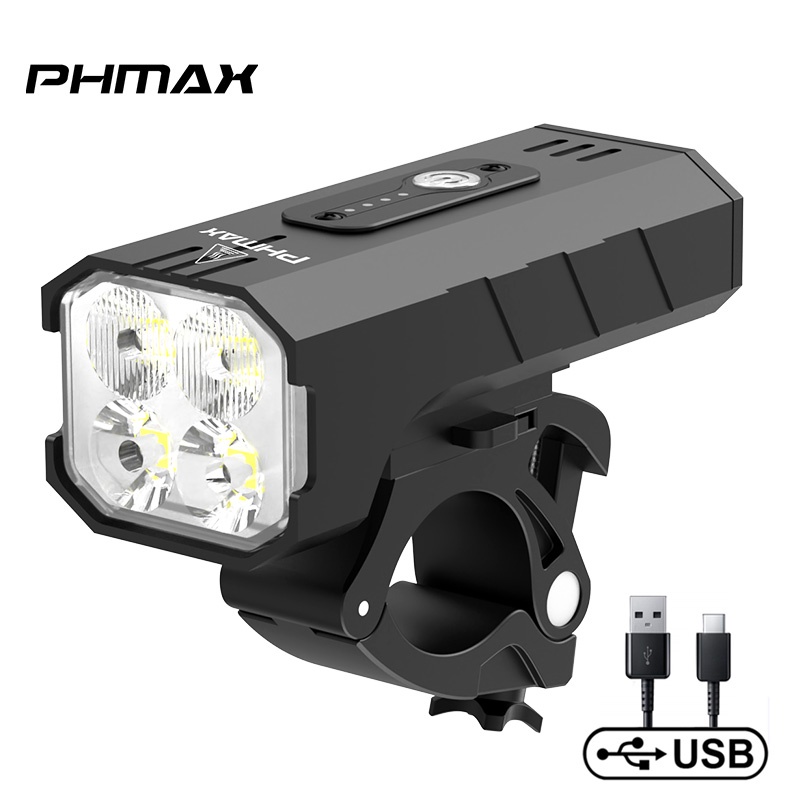 Đèn pha xe đạp PHMAX sạc USB tiện dụng cao cấp