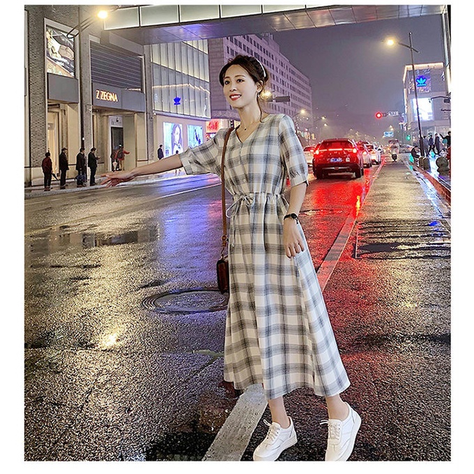 đầm dài đầm bigsize nữ đầm tay phồng đầm caro đầm nữ đầm dự tiệc sang trọng váy cổ v váy nữ xinh