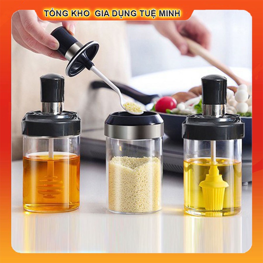 Hũ Đựng Gia Vị thủy tinh chống ẩm kèm thìa muỗng, lọ đựng gia vị 250ml TM0009 | WebRaoVat - webraovat.net.vn