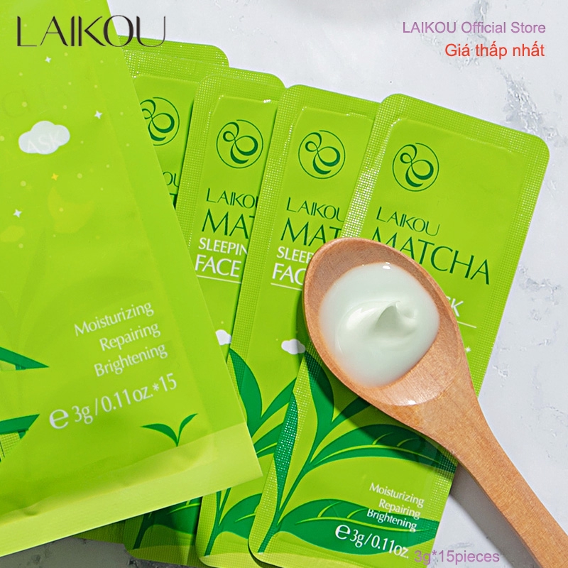 Bộ 15 mặt nạ ngủ LAIKOU tinh chất trà xanh cấp ẩm nuôi dưỡng da mặt