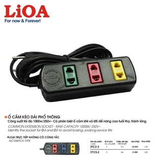 Ổ cắm điện kéo dài LiOA 3 ổ 5m 3TC5